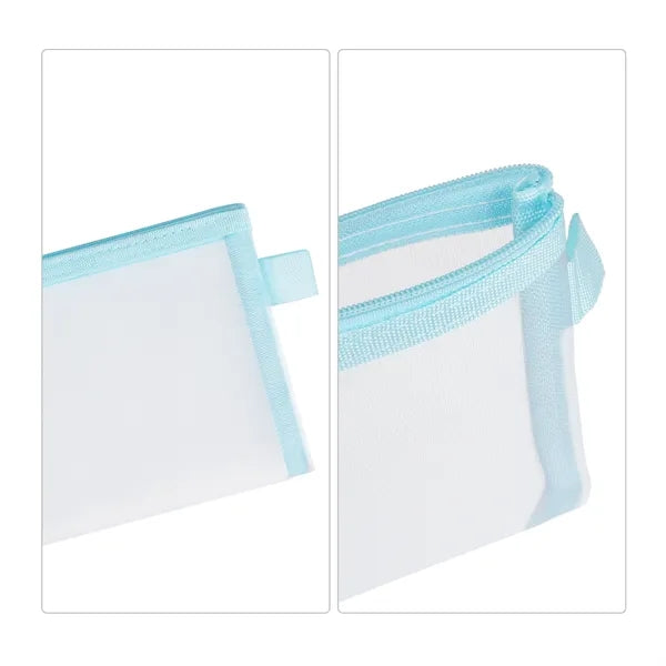 Transparent Nylon Mesh Pencil Pouch W/ Zipper 8"x4.7"