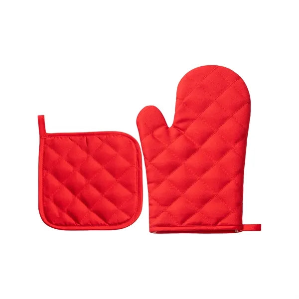 Cotton Oven Glove and Mat Set