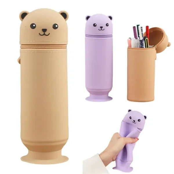 Silicone Standing Pen Holder Pencil Case Desk Organizer