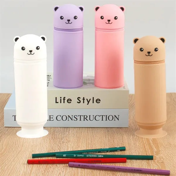 Silicone Standing Pen Holder Pencil Case Desk Organizer