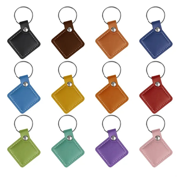 Square PU Leather Keychain Key Fob