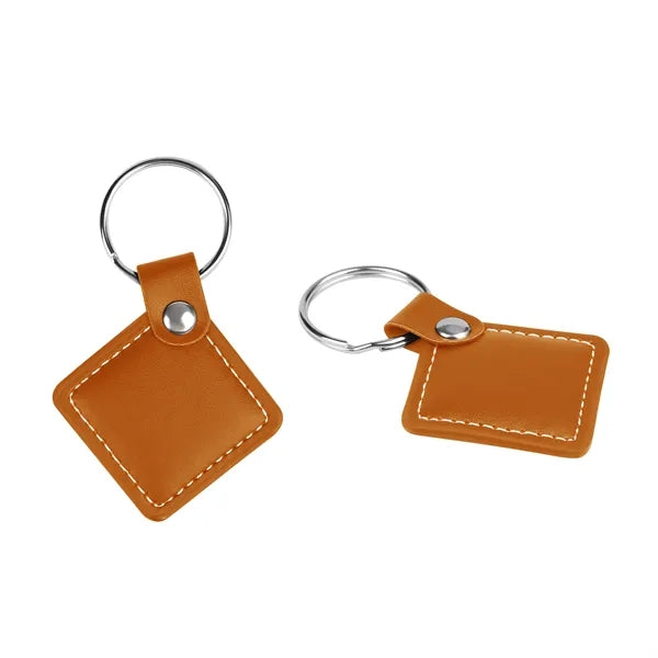Square PU Leather Keychain Key Fob