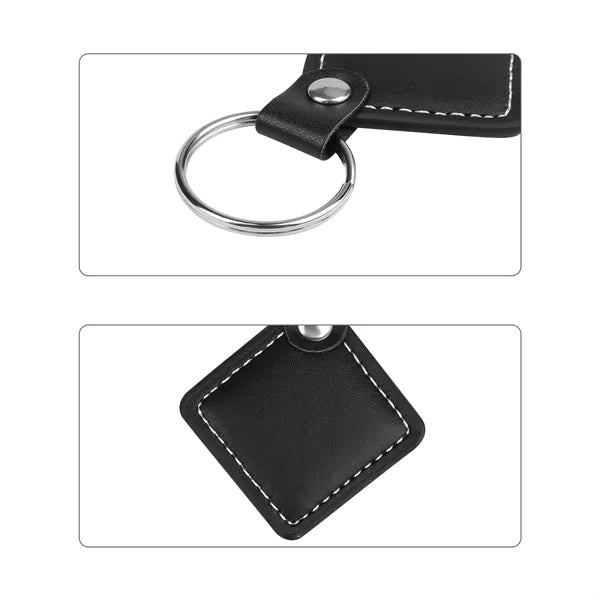 Square PU Leather Keychain Key Fob