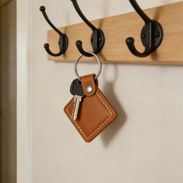 Square PU Leather Keychain Key Fob