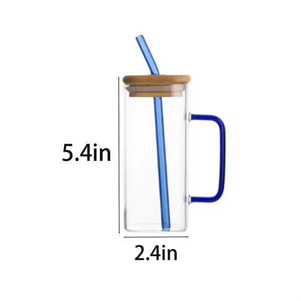 16oz Glass Tumbler with Lid and Handle