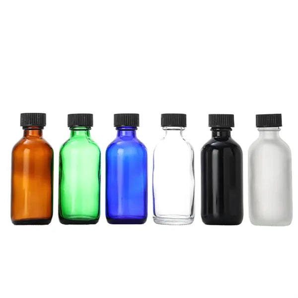 Glass Boston Round Bottle With Lid