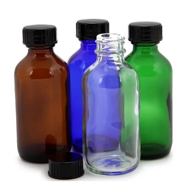 Glass Boston Round Bottle With Lid