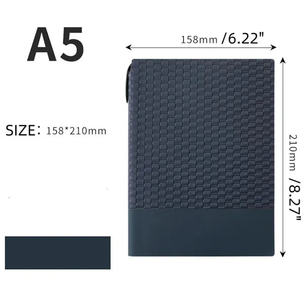 A5 Woven Texture PU Cover Lined Notebook with Pen Holder