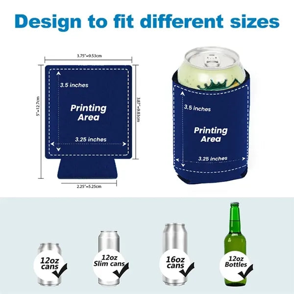Printed Foldable Neoprene 12oz Can Cooler