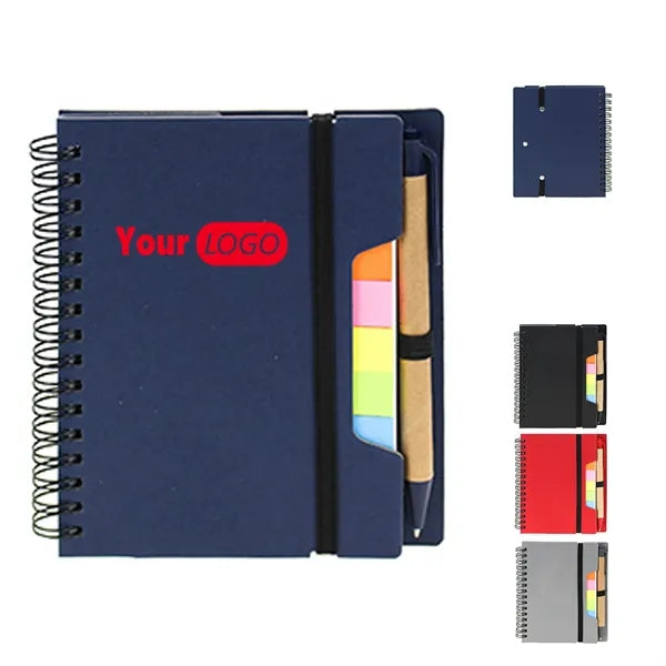 Spiral Notebook with Pen and Sticky Note