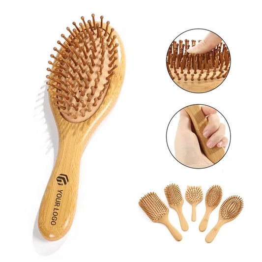 Natural Bamboo Wooden Detangling Massaging Scalp Hairbrush