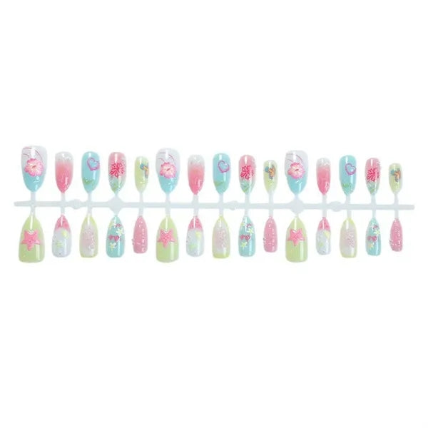 High-Quality 3D Wearable Nails With Sand And Shell Painting