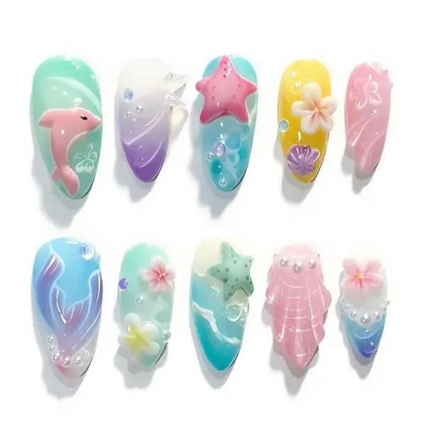High-Quality Dolphin-Patterned 3D Wearable Nail