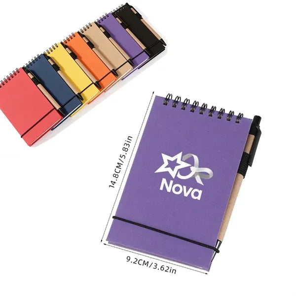 Eco Spiral Notepad with Pen and Elastic Closure