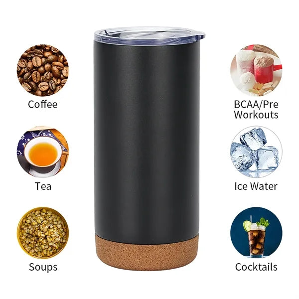 16 oz Cork Base Vacuum Insulated Tumbler
