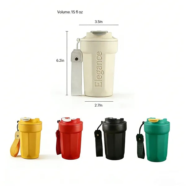 Portable Insulated Coffee Tumbler with Strap
