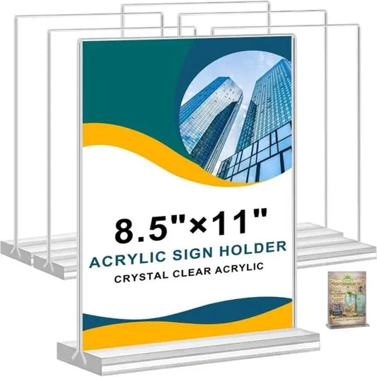 Clear Square Acrylic Sign Holder Vertical Menu Table Tent