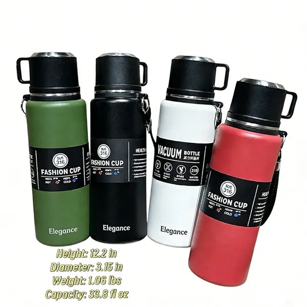 316 Stainless Steel Insulated Water Bottle with Handle, 33.8