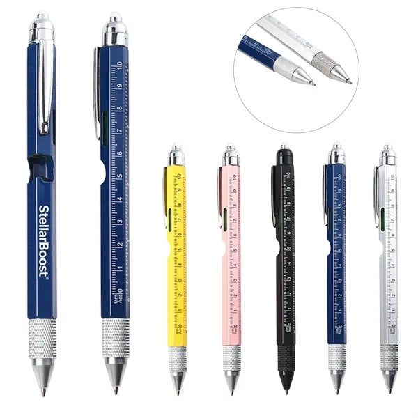 Metal Retractable Ruler Pen Hexagon Design for Office Gifts
