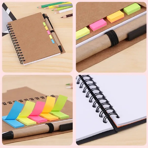 Notebook With Sticky Notes and Pen