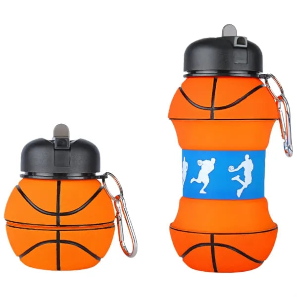 18oz Collapsible Silicone Soccer Ball Shaped Bottle