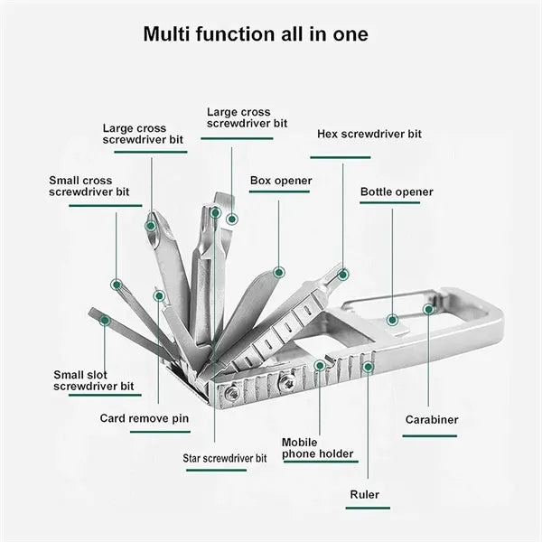 12 In 1 Stainless Steel Multi Tool Keychain
