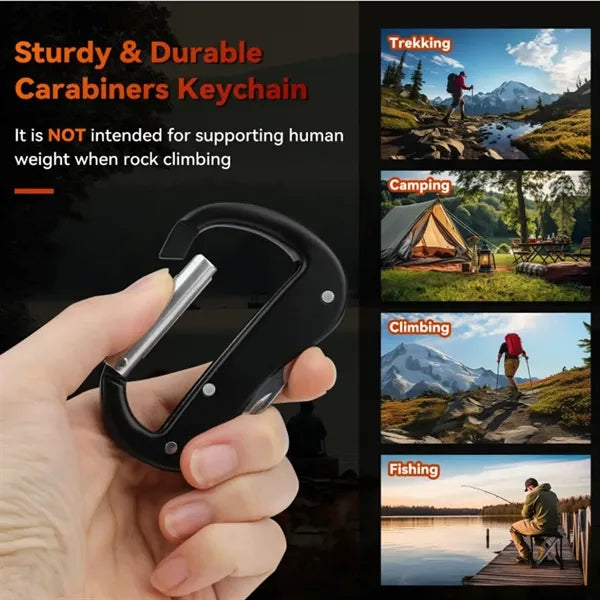 Multi-Tool Carabiner Clip with Foldable Knife and Scissors