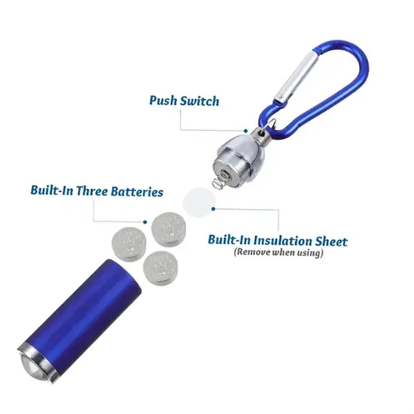 Mini Flashlight with Carabiner Aluminum Alloy Camping Torch