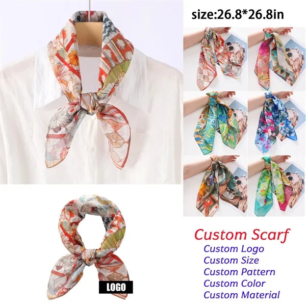 New women printed 26.8-inch square scarf headscarf