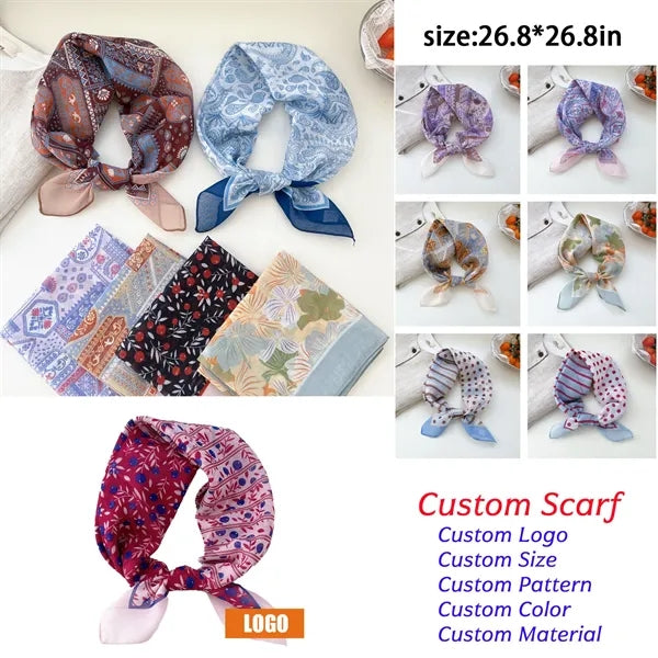 New women printed 26.8-inch square scarf headscarf