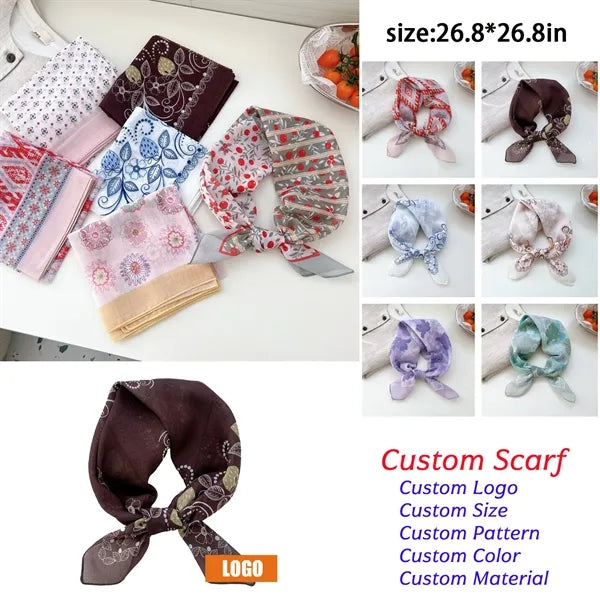 New women printed 26.8-inch square scarf headscarf