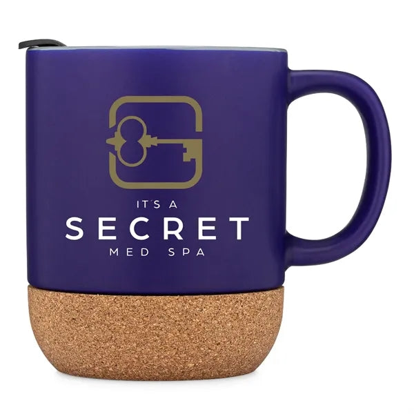 12 oz. Cork Base Splash-Proof Ceramic Coffee Mug w/ Lid & Ha