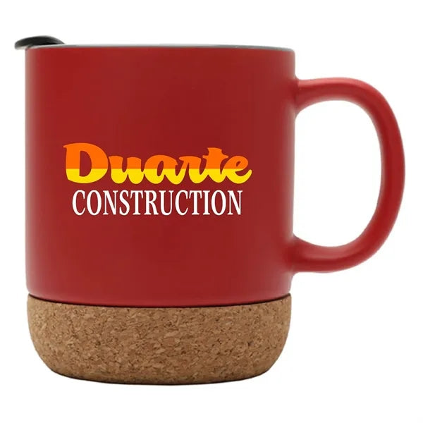12 oz. Cork Base Splash-Proof Ceramic Coffee Mug w/ Lid & Ha