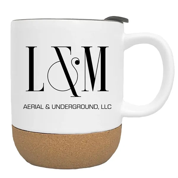 12 oz. Cork Base Splash-Proof Ceramic Coffee Mug w/ Lid & Ha