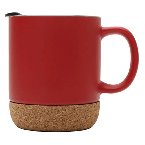 12 oz. Cork Base Splash-Proof Ceramic Coffee Mug w/ Lid & Ha