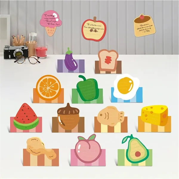 Food-themed sticky note sticker card set