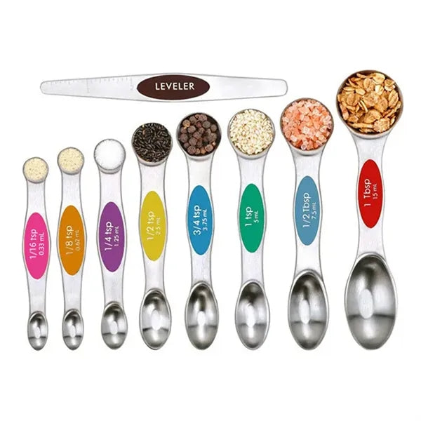 Double Ended Stainless Steel Measuring Spoon Set 9Pcs