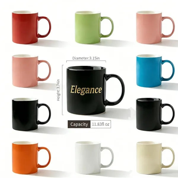 Logo 11oz Solid Color Ceramic Coffee Mug, Personalize