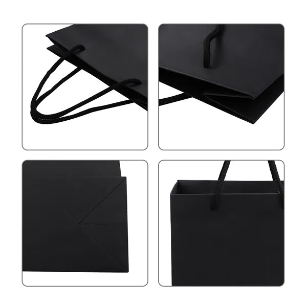 Black Paper Shopping Tote Gift Bag W/ Handles 4.7"x4"x2.4"