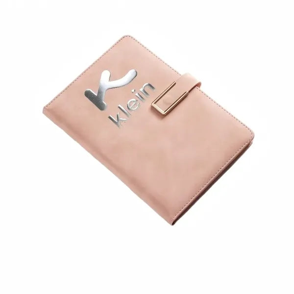 Luxury Embossed Faux Leather Notebook Buckle Journal Logo