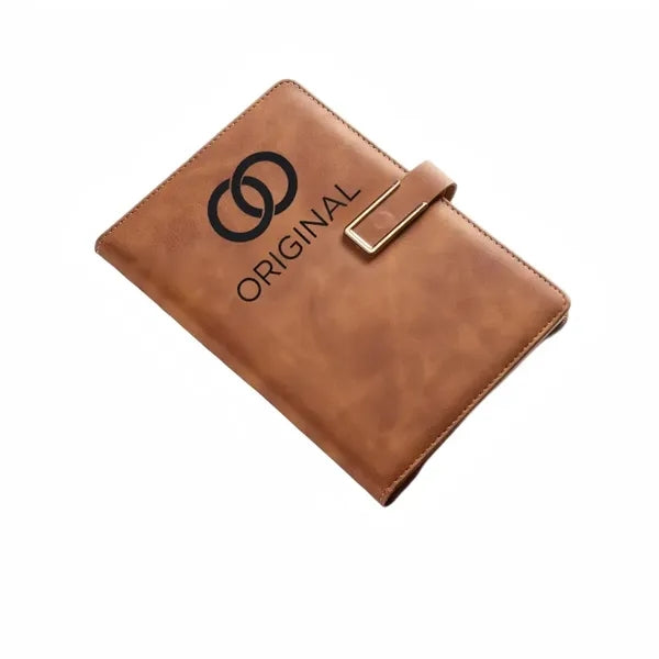 Luxury Embossed Faux Leather Notebook Buckle Journal Logo