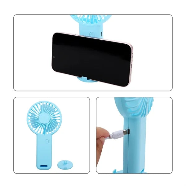 Plastic Mini Rechargeable Handheld Fan With Stand