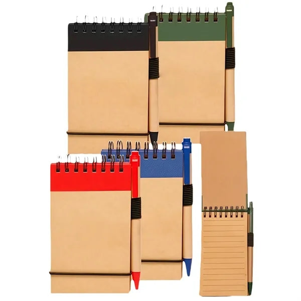 Spiral Steno Notebook with Kraft Cover and Pen