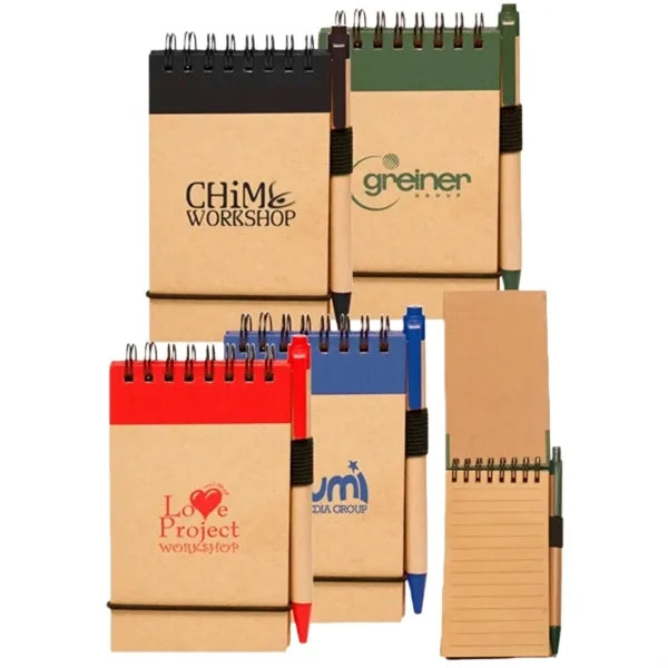 Spiral Steno Notebook with Kraft Cover and Pen