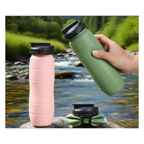 21OZ. Silicone Foldable Leakproof Sports Water Bottle