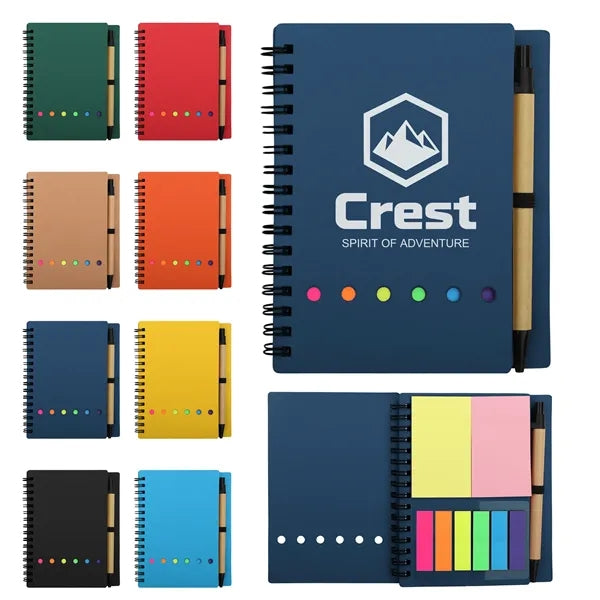 Mini Pocket Spiral Notebook W/ Sticky Notes & Pen
