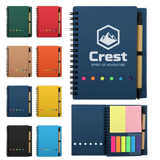 Mini Pocket Spiral Notebook W/ Sticky Notes & Pen