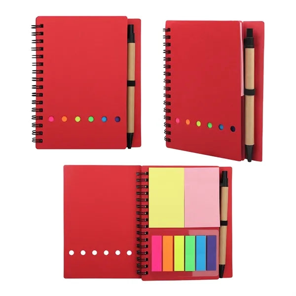 Mini Pocket Spiral Notebook W/ Sticky Notes & Pen