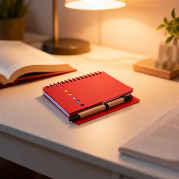 Mini Pocket Spiral Notebook W/ Sticky Notes & Pen