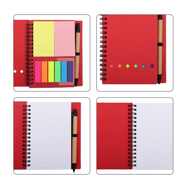 Mini Pocket Spiral Notebook W/ Sticky Notes & Pen